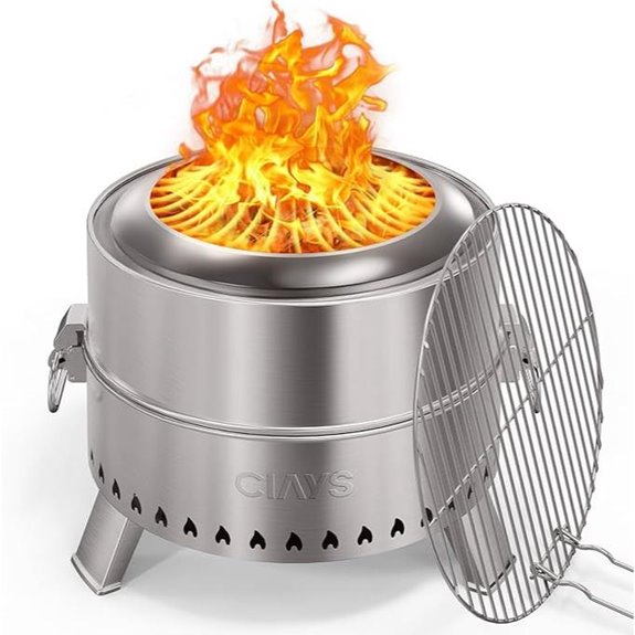 Ciays Smokeless Firepit with Grill and Accessories