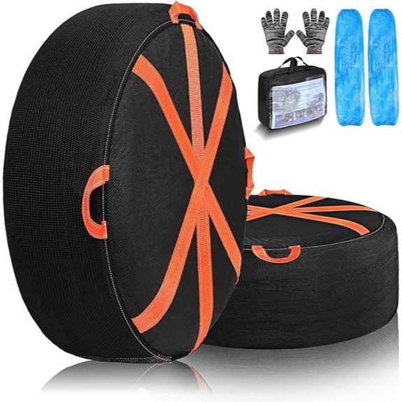 2 Pack Snow Socks for Tires with Reflective Strips