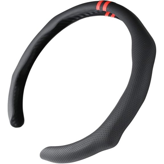 Sporty Perforated Leather Steering Wheel Cover 14.5-15