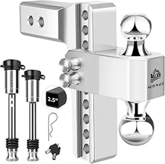 METOWARE Adjustable Trailer Hitch with Stainless Steel Locks