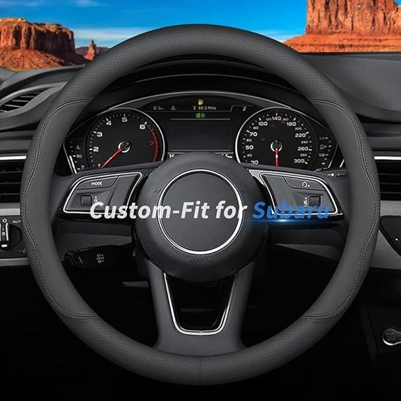 Subaru Leather Steering Wheel Cover with Logo