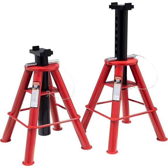 Sunex 1310 10-Ton Medium Height Pin Type Jack Stands Pair Red