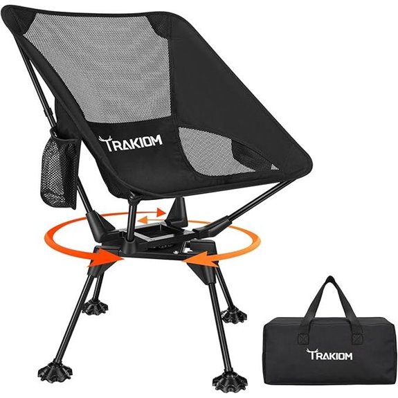 Portable 360° Swivel Camping Chair with Large Feet