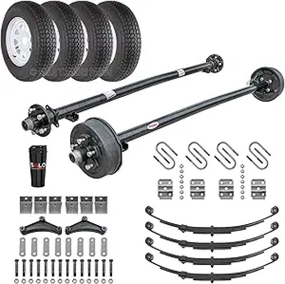 Tandem Trailer Axle Kit with Brakes and Wheels