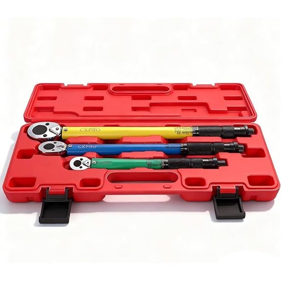 3-Piece Torque Wrench Set with Adjustable Ratchets