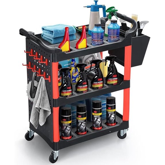 DWVO 3-Tier Auto Detailing Cart with Wheels
