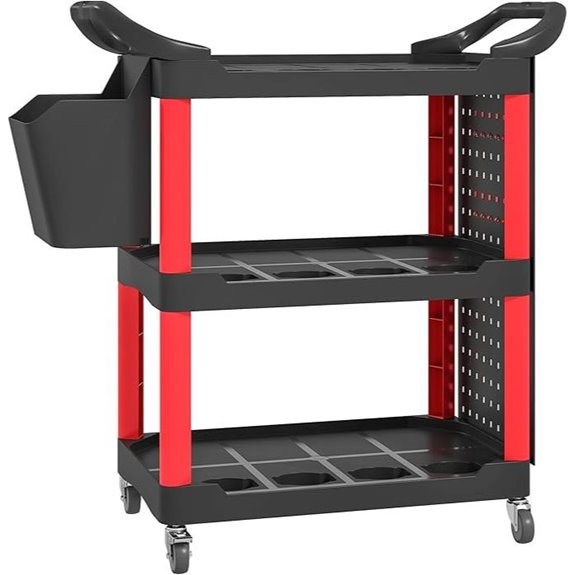 HOMCOM 3-Tier Rolling Utility Cart with Pegboards