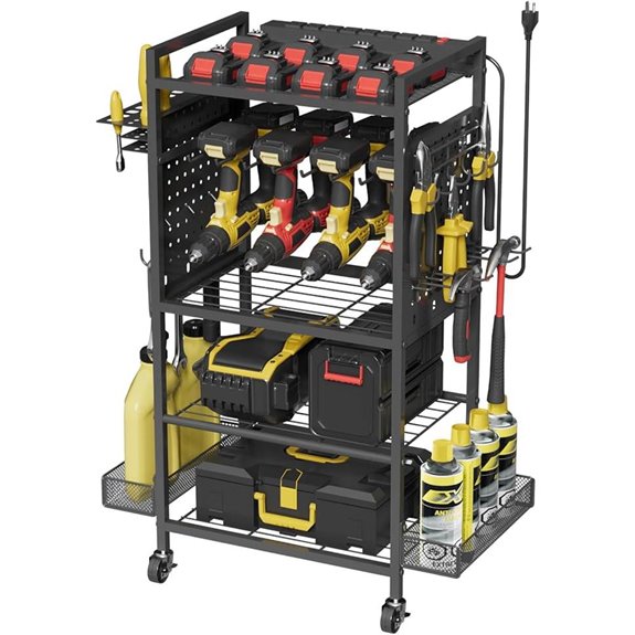 Power Tool Organizer Cart with Charging Station