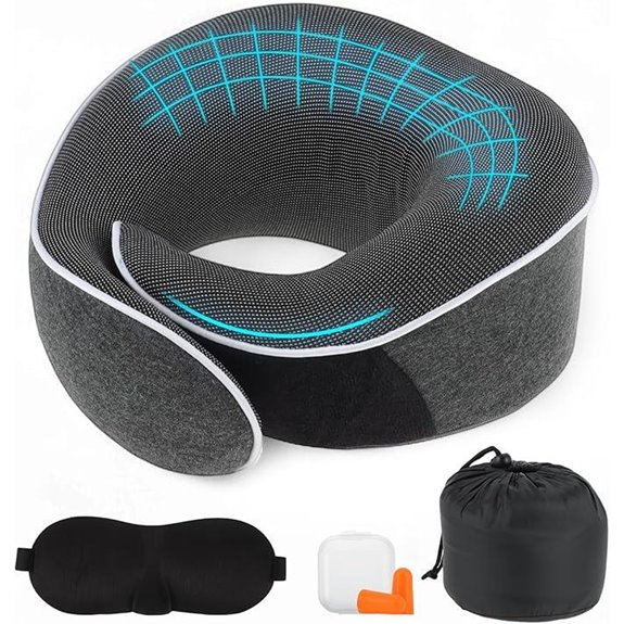 VOCOSTE Travel Neck Pillow with Eye Mask & Earplugs