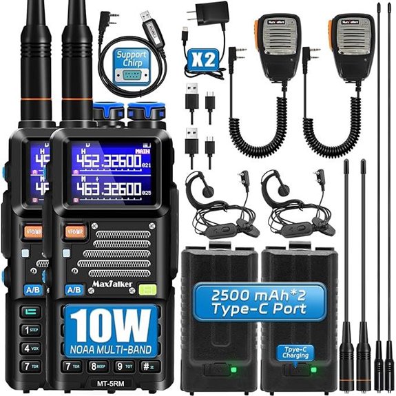 5RM 10W Ham Radio 2 Pack with NOAA & Accessories