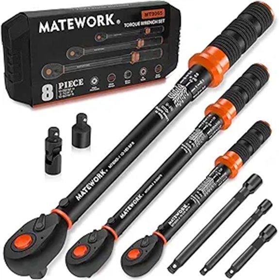 Upgraded 8-Piece Torque Wrench Set with Adapters