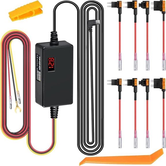 Dash Cam Hardwire Kit with Voltage Display