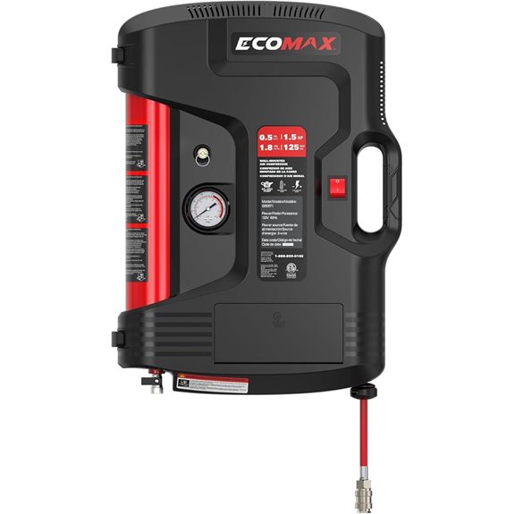 ECOMAX Wall Mount Air Compressor with Retractable Hose