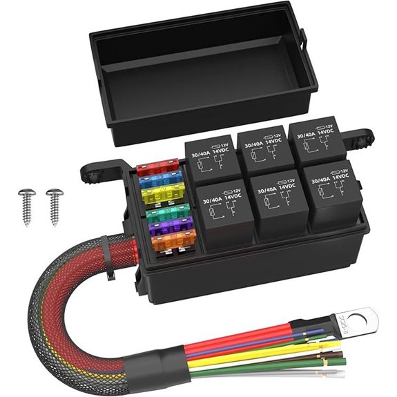 12V Waterproof 6-Way Relay Fuse Box for Automotive