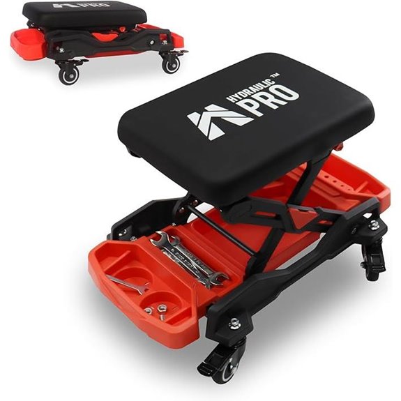 Automotive Creeper Seat with Wheels and Storage