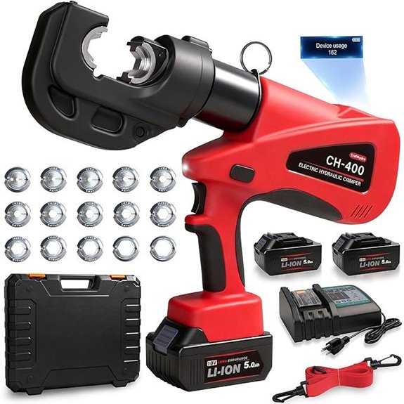 Cordless Hydraulic Crimping Tool with 15 Molds