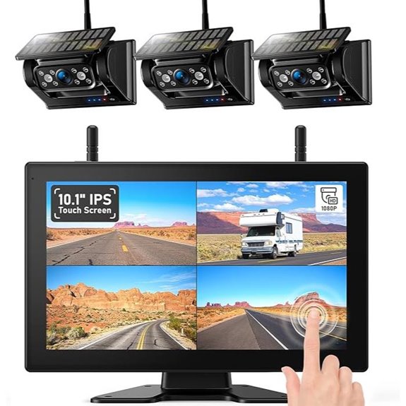 Magnetic Solar Wireless Backup Camera System with Touchscreen