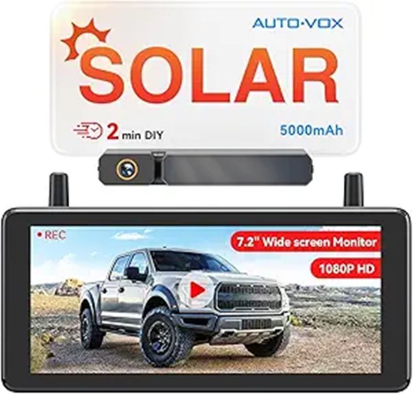 AUTO-VOX 7.2 Solar Wireless Backup Camera System