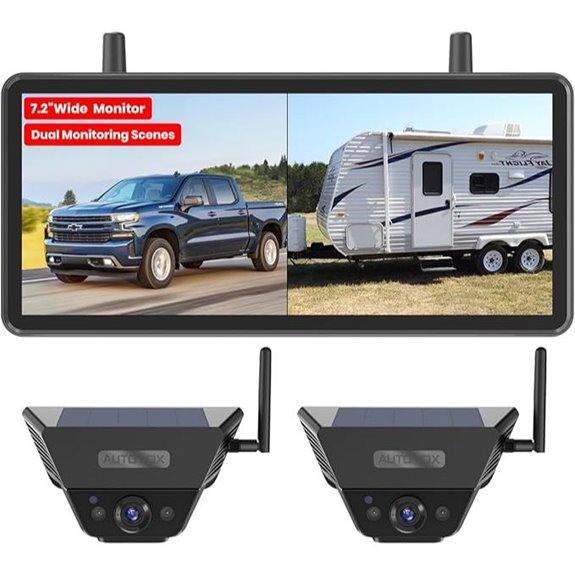 Wireless Solar Backup Camera System with Dual Cameras