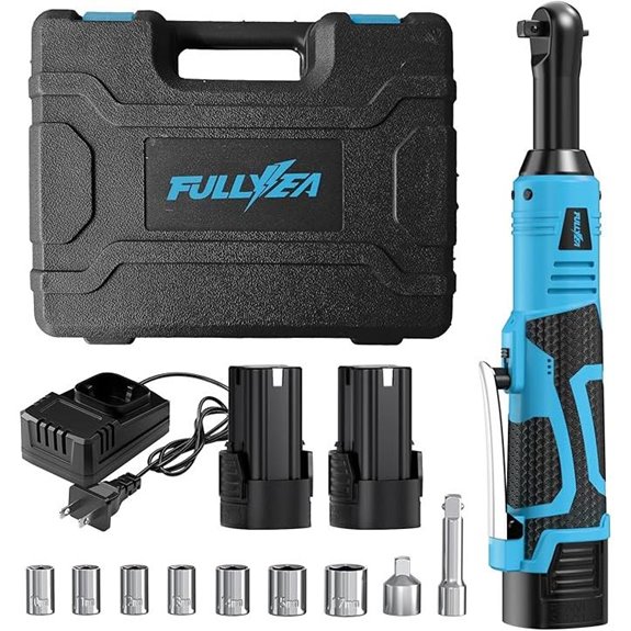 Cordless Ratchet Wrench Set with Batteries and Accessories