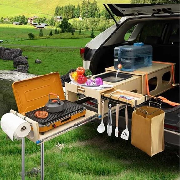 Wooden Camping Slide-Out Kitchen for SUV/Trunk Storage
