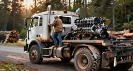 Legendary Twin-Engine Logging Truck Had A 14.6L Diesel V8 Powering The Trailer Too