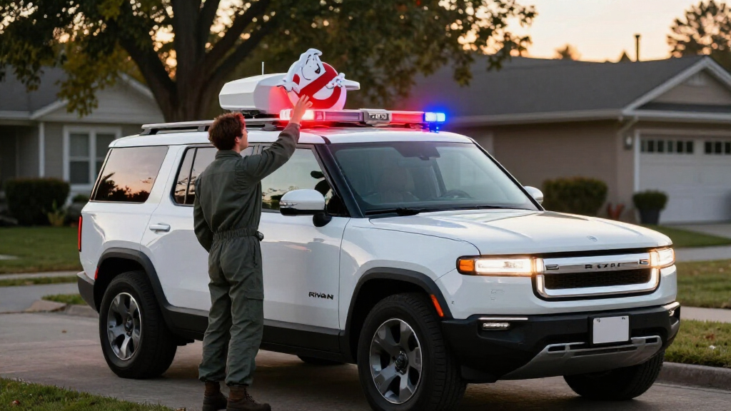 Rivian Turned An R1S Into A Ghostbusters Ecto-1—Sirens, Radar Dish, And All. It Rules